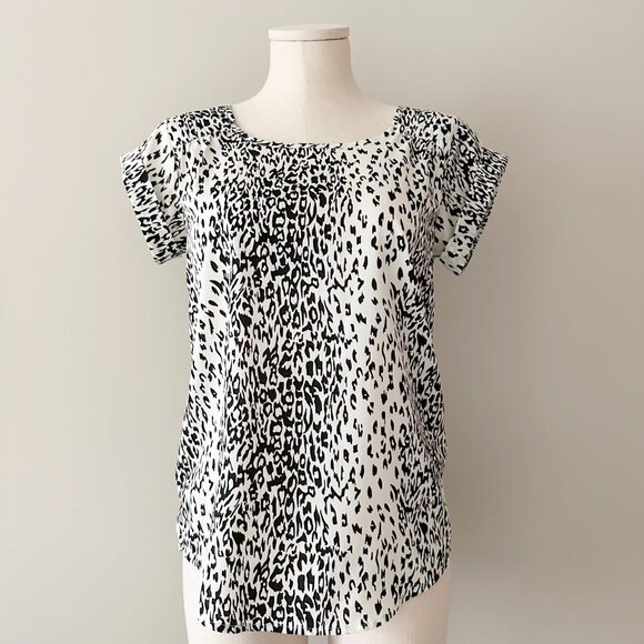 Jacqueline de Vong Blouse Womens Size 34 Leopard Print Top - Picture 1 of 7